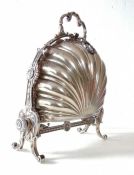 A Victorian silver plated biscuit box with scallop shell design by J. Dixon & Sons,