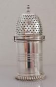A Victorian silver lighthouse caster with pierced cover, bayonet fitting, gadrooned borders
