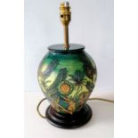 A Moorcroft Amazon Twilight lamp base designed by Nichola Slaney, c.1998, of ovoid shouldered form