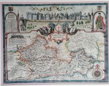 John Speed, BERKSHIRE DESCRIBED, hand coloured engraved map c. 1614-1616