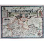 John Speed, BERKSHIRE DESCRIBED, hand coloured engraved map c. 1614-1616