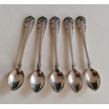 A set of five Georg Jensen silver coffee spoons, hallmarked, each 9.5 cm, 53g