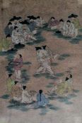 Gim Hong-do (Korean, Joseon period), SANGBAK, watercolour, framed and mounted, 44 x 29 cm