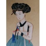 Shin Yoon-bok, 신윤복 (Hyewon, 1758-1814), PORTRAIT OF A BEAUTY, lithograph, 36 x 21 cm