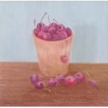 Brian Gallagher (b.1967) CHERRIES IN A TERRACOTTA POT, pastel, framed, mounted, signed bottom left i