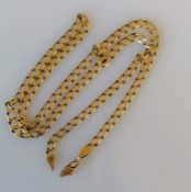 A gold square link curb neck chain, 53 cm, stamped 375, clasp damaged, 12.4g