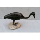 Joseph Sloan (b.1940) HERON, bronze on a concrete base, 58 h x 76 w cm, with original receipt from C