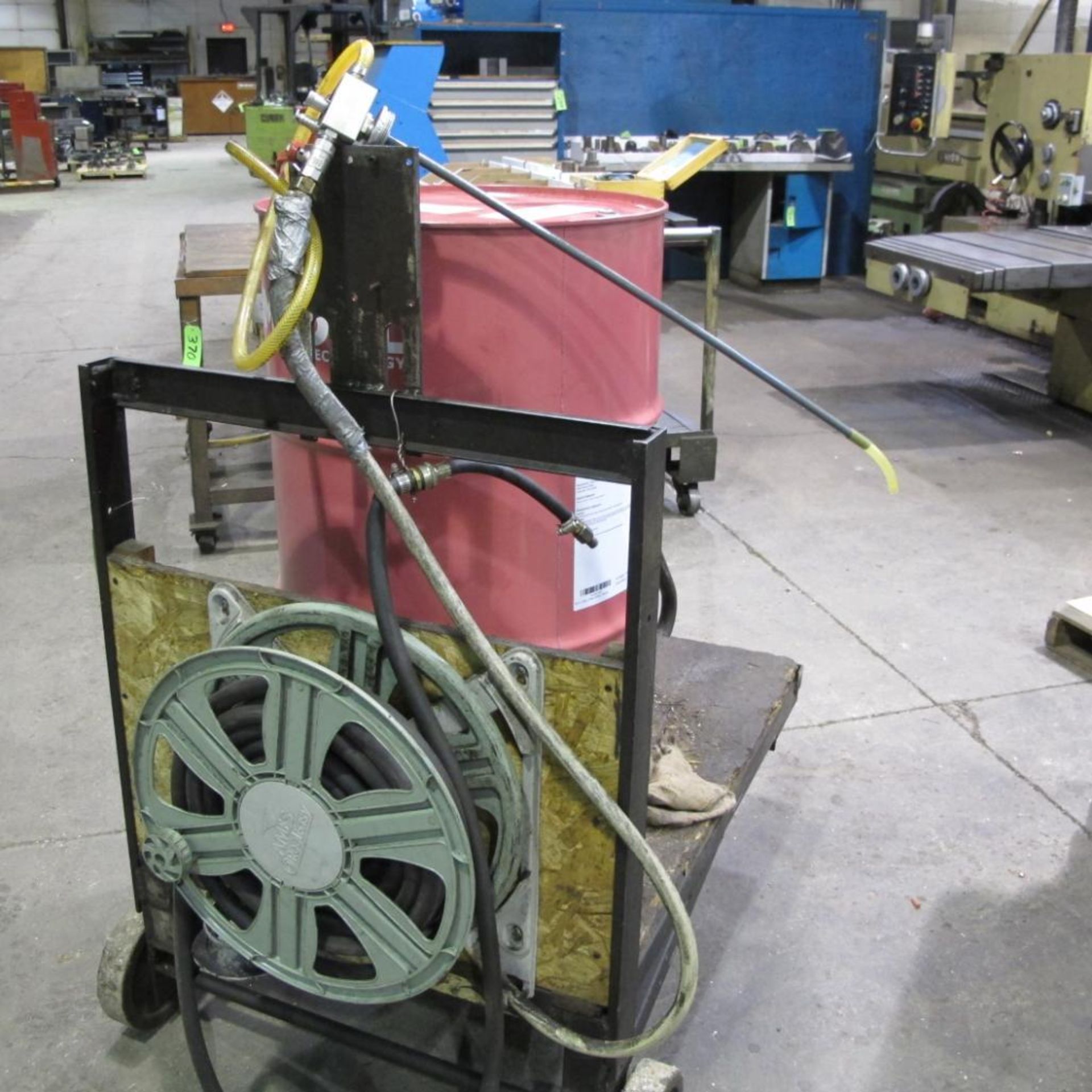 PORTABLE 3 WHEELED PULL CART W/HOSES AND BARRELL - Image 2 of 2