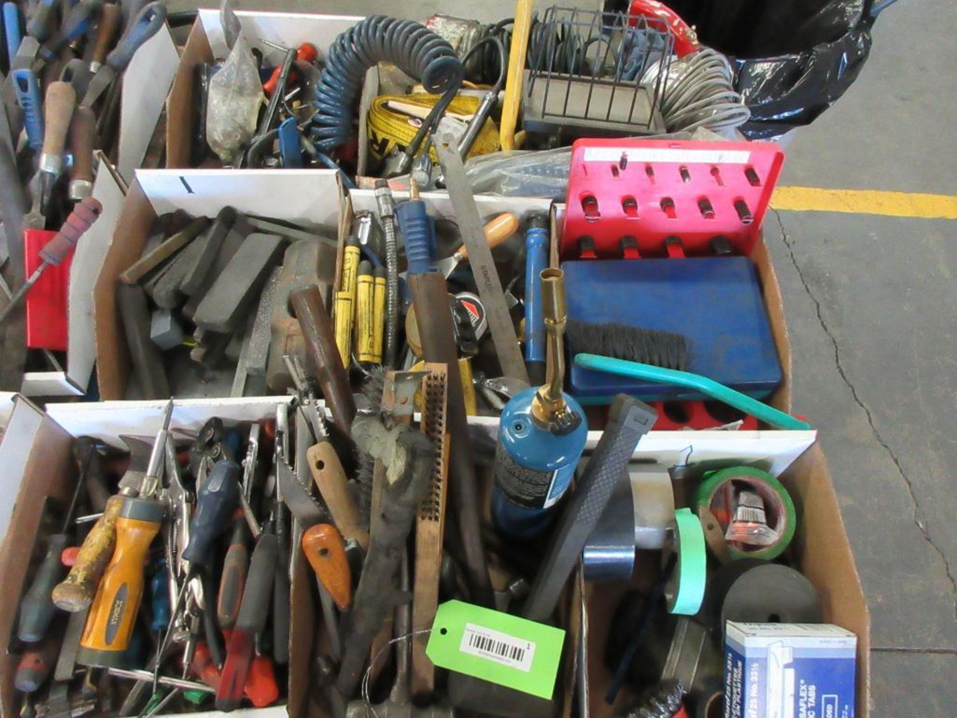 ASSORTED HAND TOOLS, LIGHTS, PIPE BENDER, BAR CLAMP, TOOL BOXES, O RINGS - Image 2 of 6