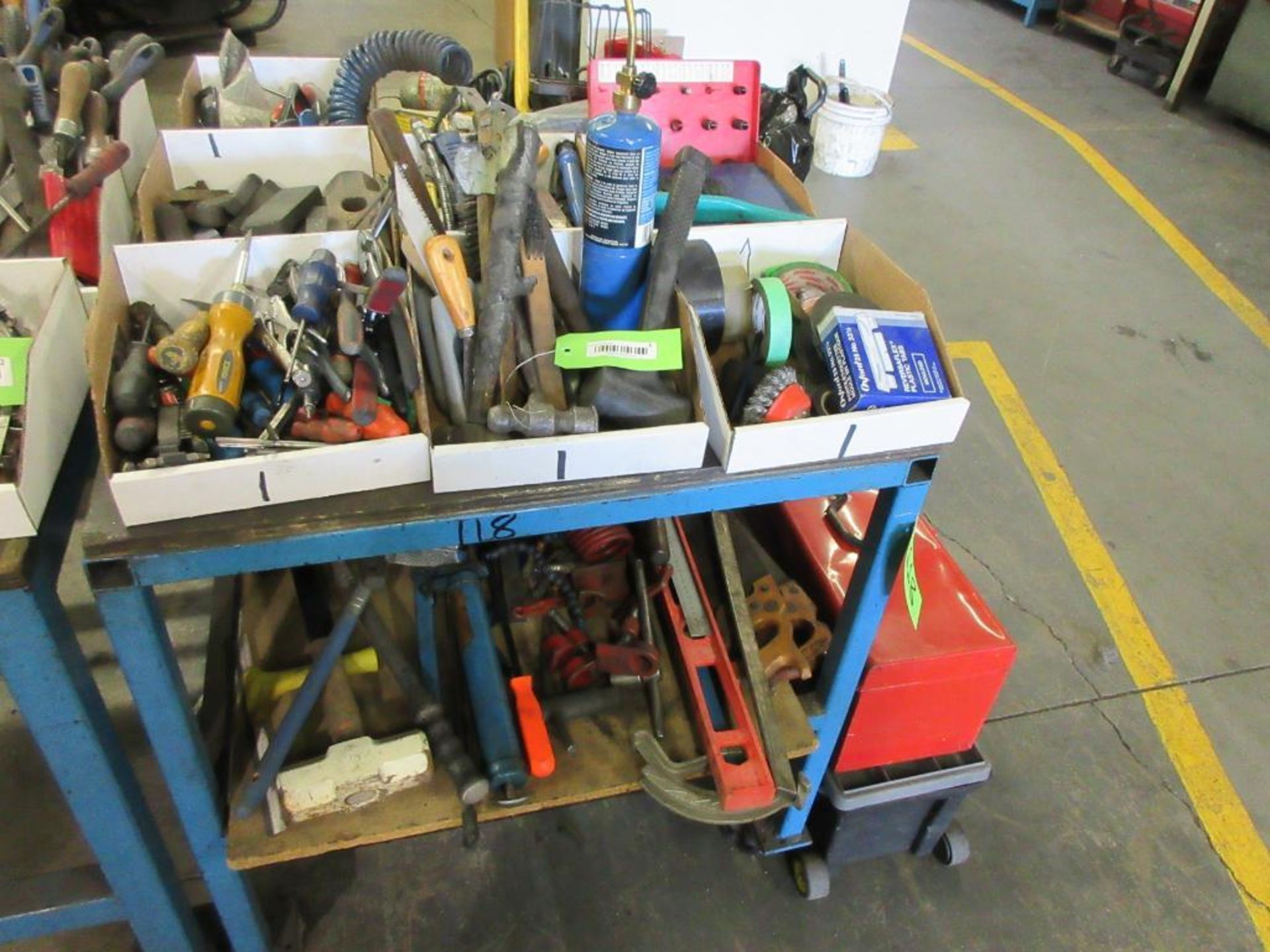 ASSORTED HAND TOOLS, LIGHTS, PIPE BENDER, BAR CLAMP, TOOL BOXES, O RINGS