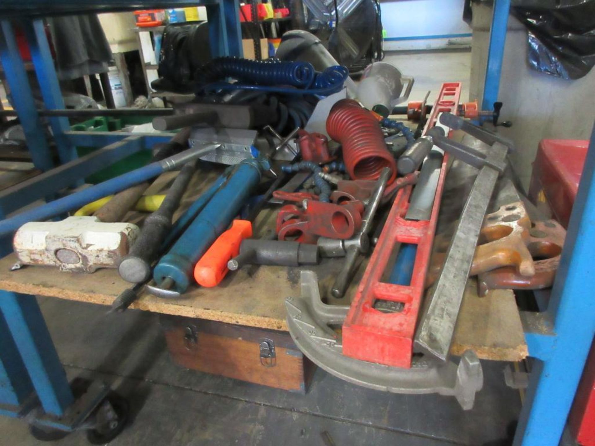 ASSORTED HAND TOOLS, LIGHTS, PIPE BENDER, BAR CLAMP, TOOL BOXES, O RINGS - Image 4 of 6