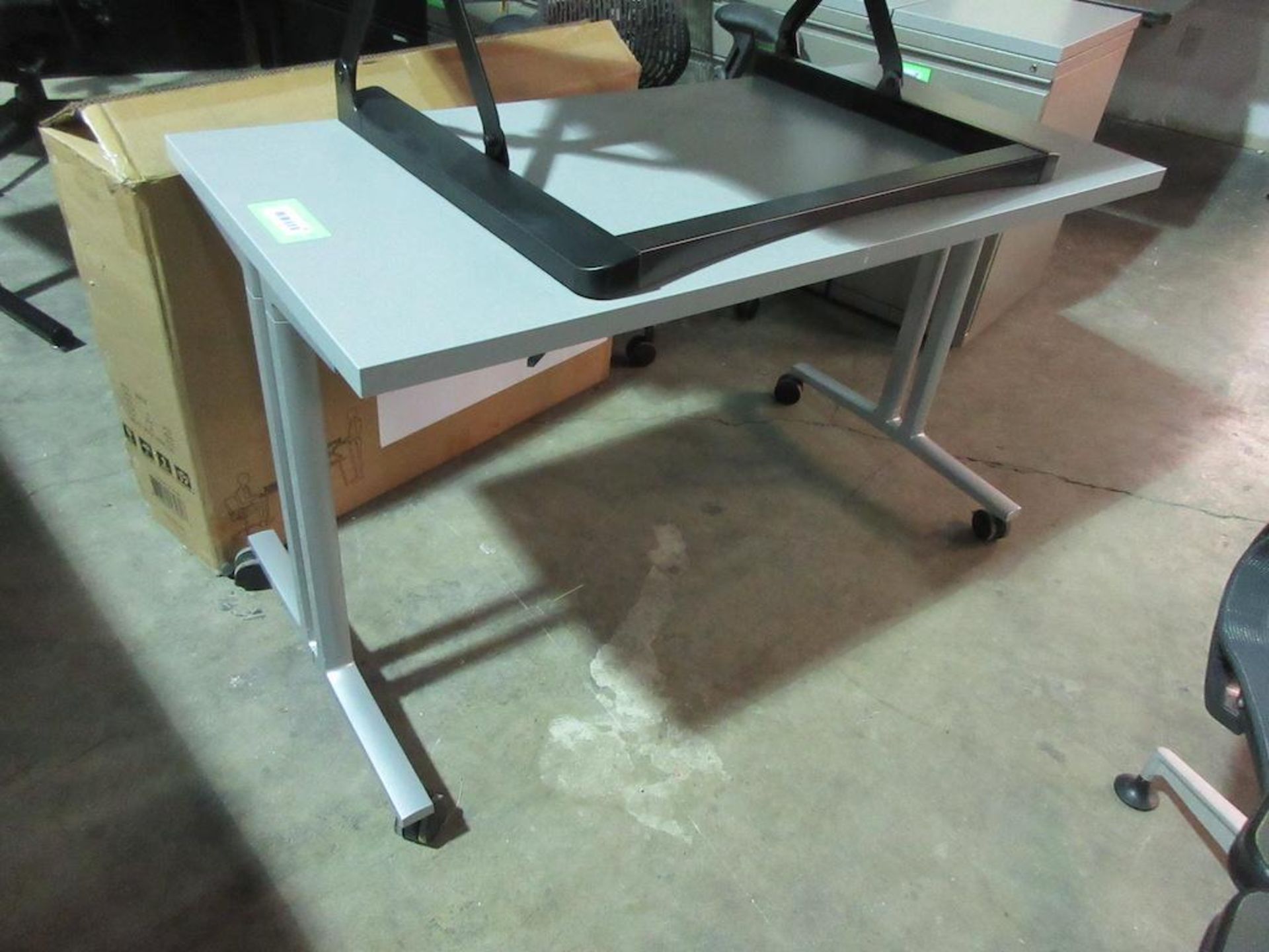 HERMAN MILLER 48" X 23" ROLLING DESK (CHAIR & RISING STAND SOLD SEPARATELY)