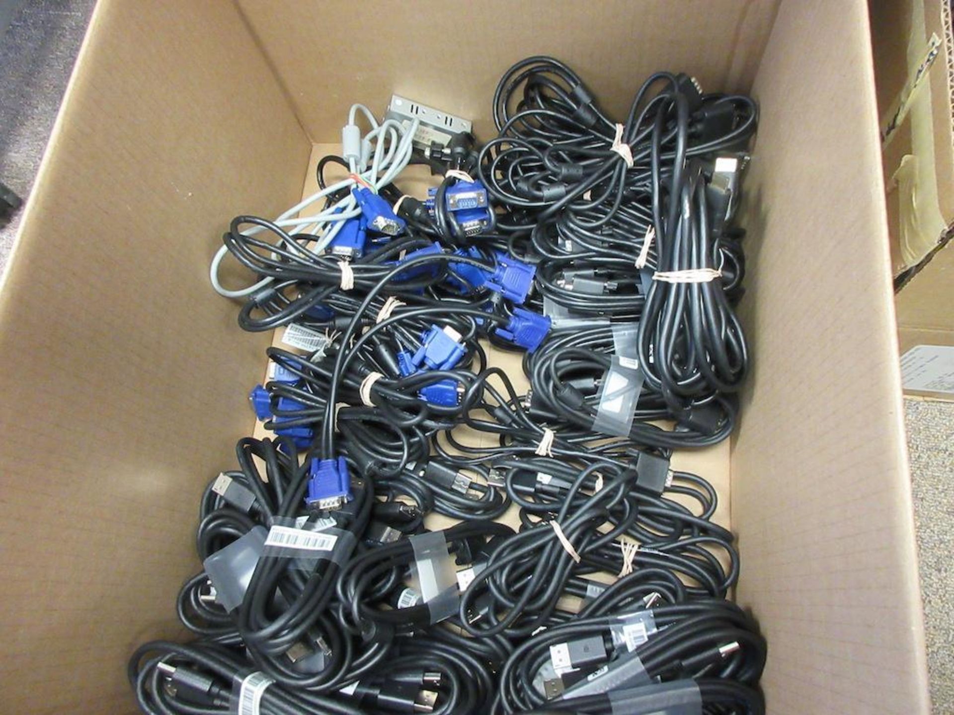 BOX W CABLES INCLUDING: (28) 6' DISPLAY PORT CABLES, (12) 8' VGA CABLES, (21) 6' VGA CABLES, (1) VGA - Image 2 of 2