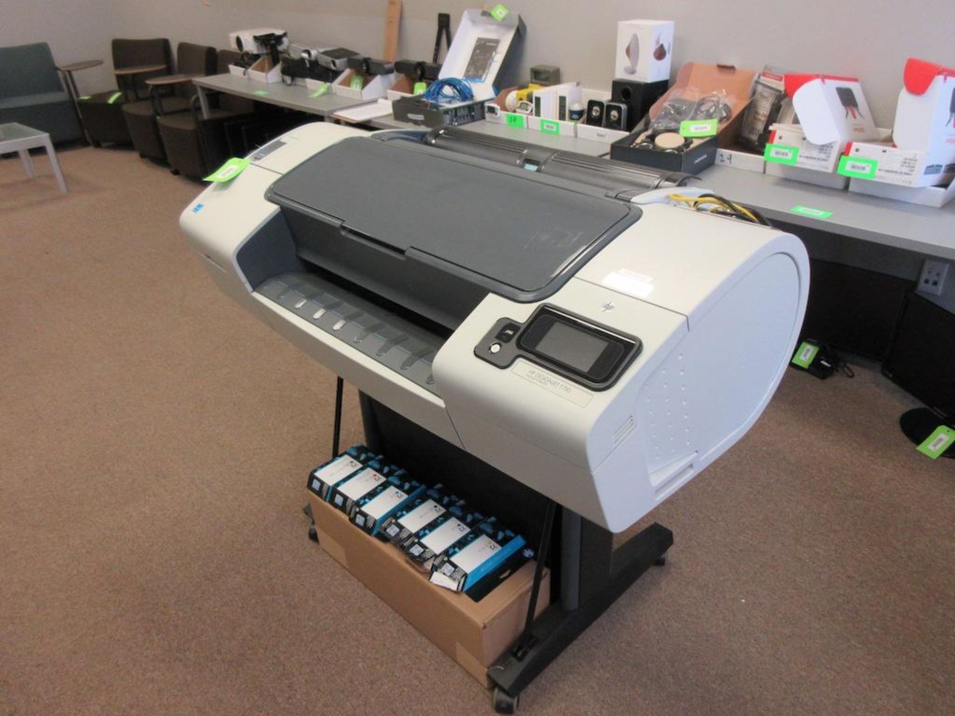 HP DESIGNJET T790 WIDE FORMAT PRINTER, 24" CAPACITY, W/ (3) ROLLS SPARE PAPER, (6) CARTRIDGES - Image 2 of 6