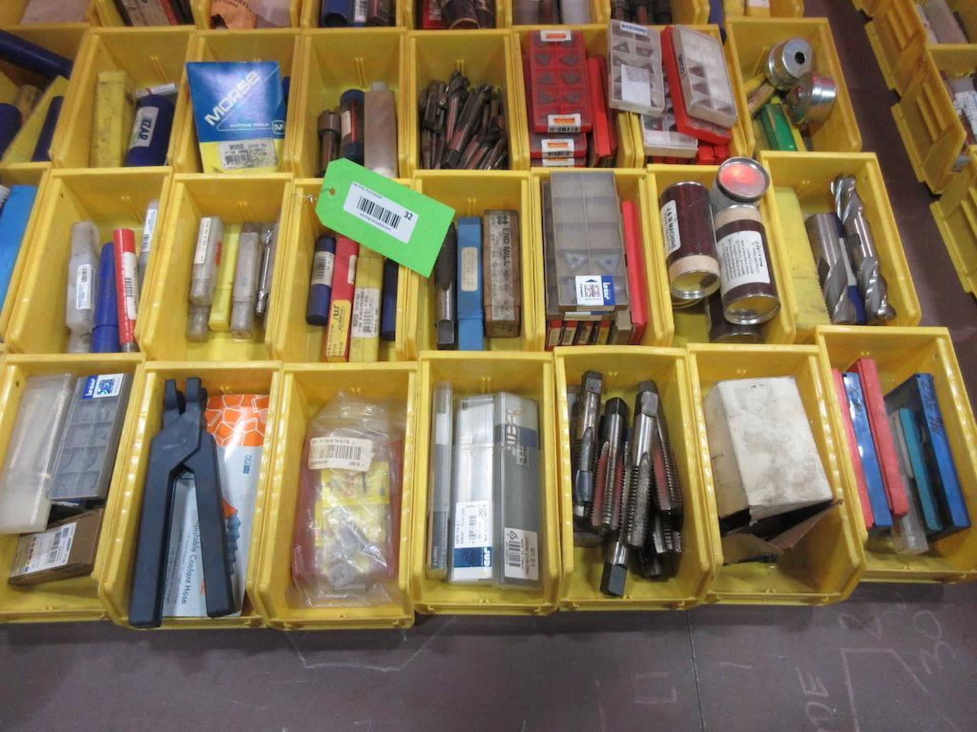 (32) BINS ASSORTED CUTTING TOOLS, ISCAR, SANDVIK, SECO, MORSE, REAMERS, CUTTERS ETC. - Image 3 of 3