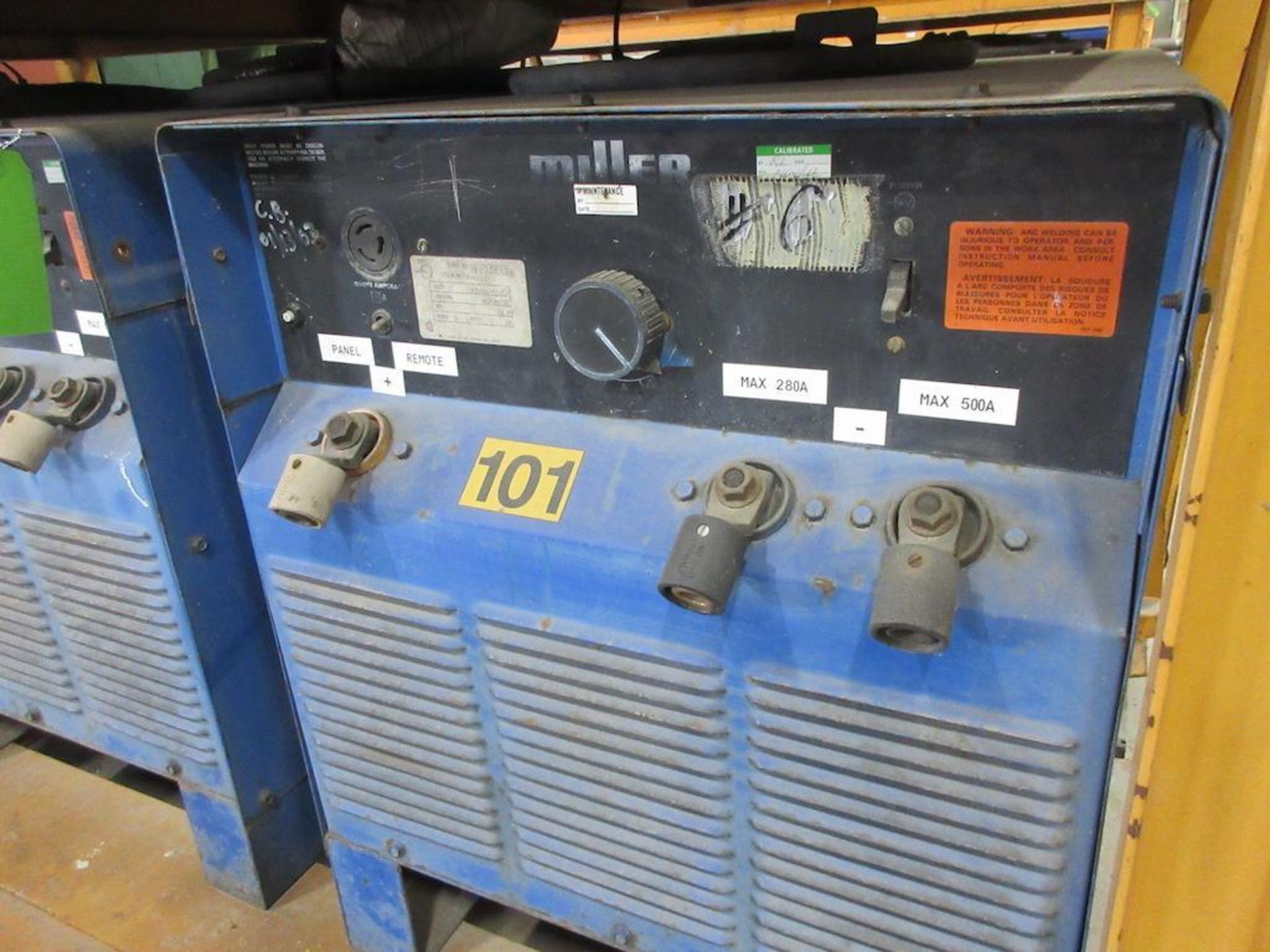 (3) SET OF MILLER WELDING POWER SOURCES, ALL 3 BOLTED TO STEEL SKID FRAME MEASURING: 82"W X 40"D X 4 - Image 4 of 4