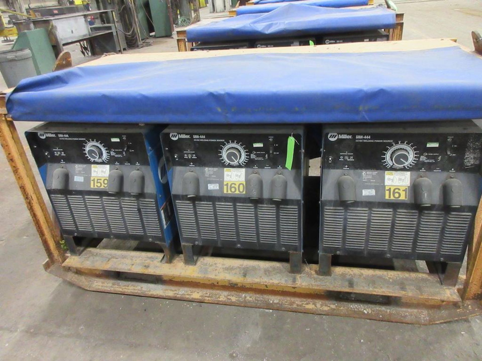 (3) SET OF MILLER SRH-444 CC DC WELDING POWER SOURCES, ALL 3 BOLTED TO STEEL SKID FRAME MEASURING: 8 - Image 2 of 4