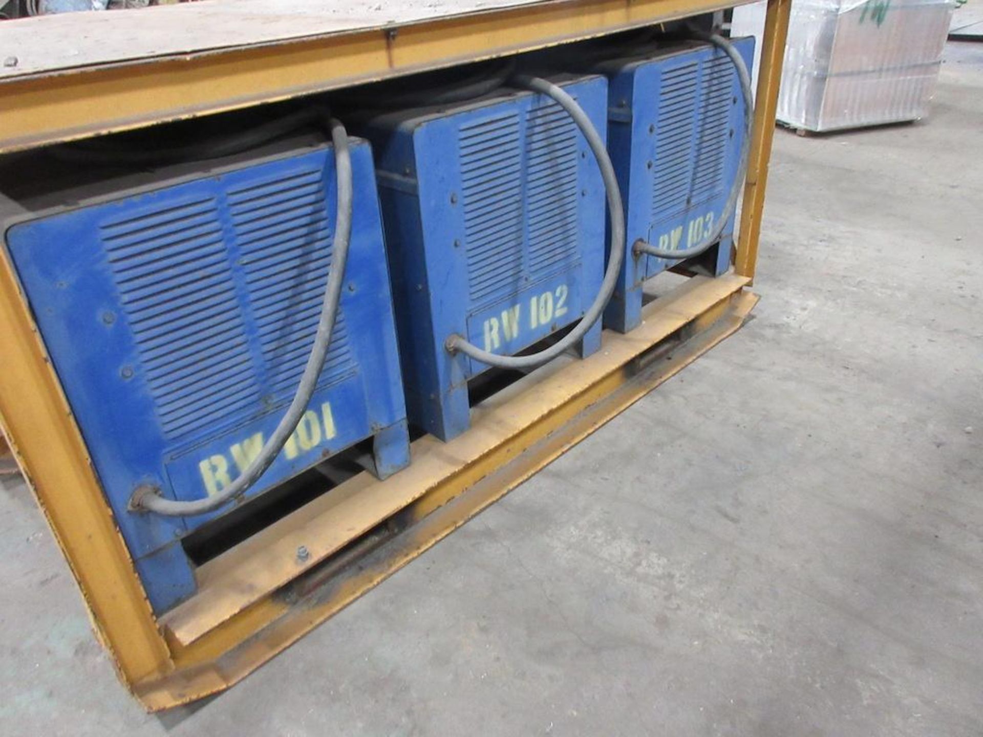 (3) SET OF MILLER WELDING POWER SOURCES, ALL 3 BOLTED TO STEEL SKID FRAME MEASURING: 82"W X 40"D X 4 - Image 3 of 4