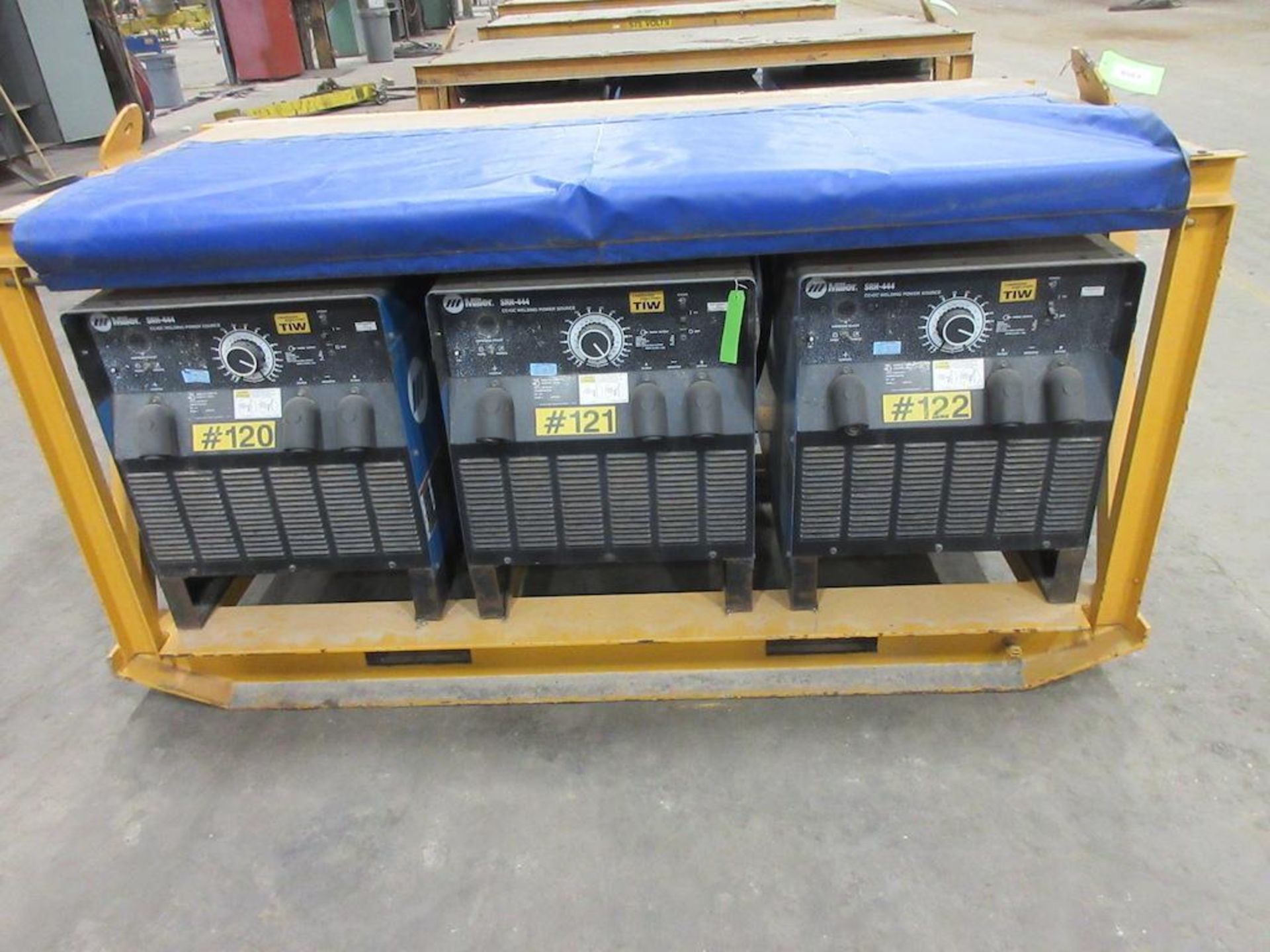 (3) SET OF MILLER SRH-444 CC DC WELDING POWER SOURCES, ALL 3 BOLTED TO STEEL SKID FRAME MEASURING: 8 - Image 2 of 4