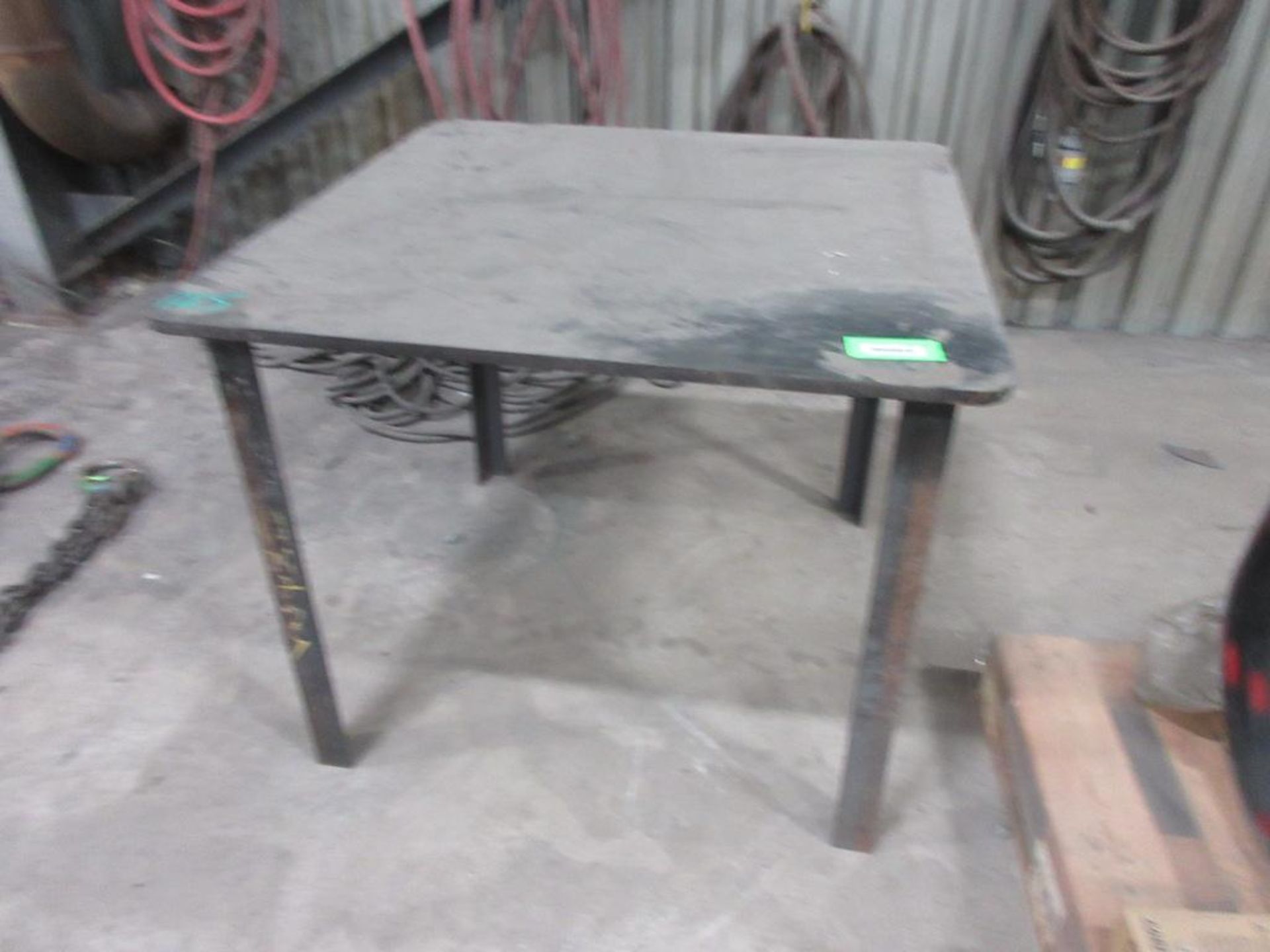 (2) CUSTOM STEEL WELDING TABLES, APPROX.: 41"W X 41"L X 32"H, 3/4" THICK AND 36"X24"X29"