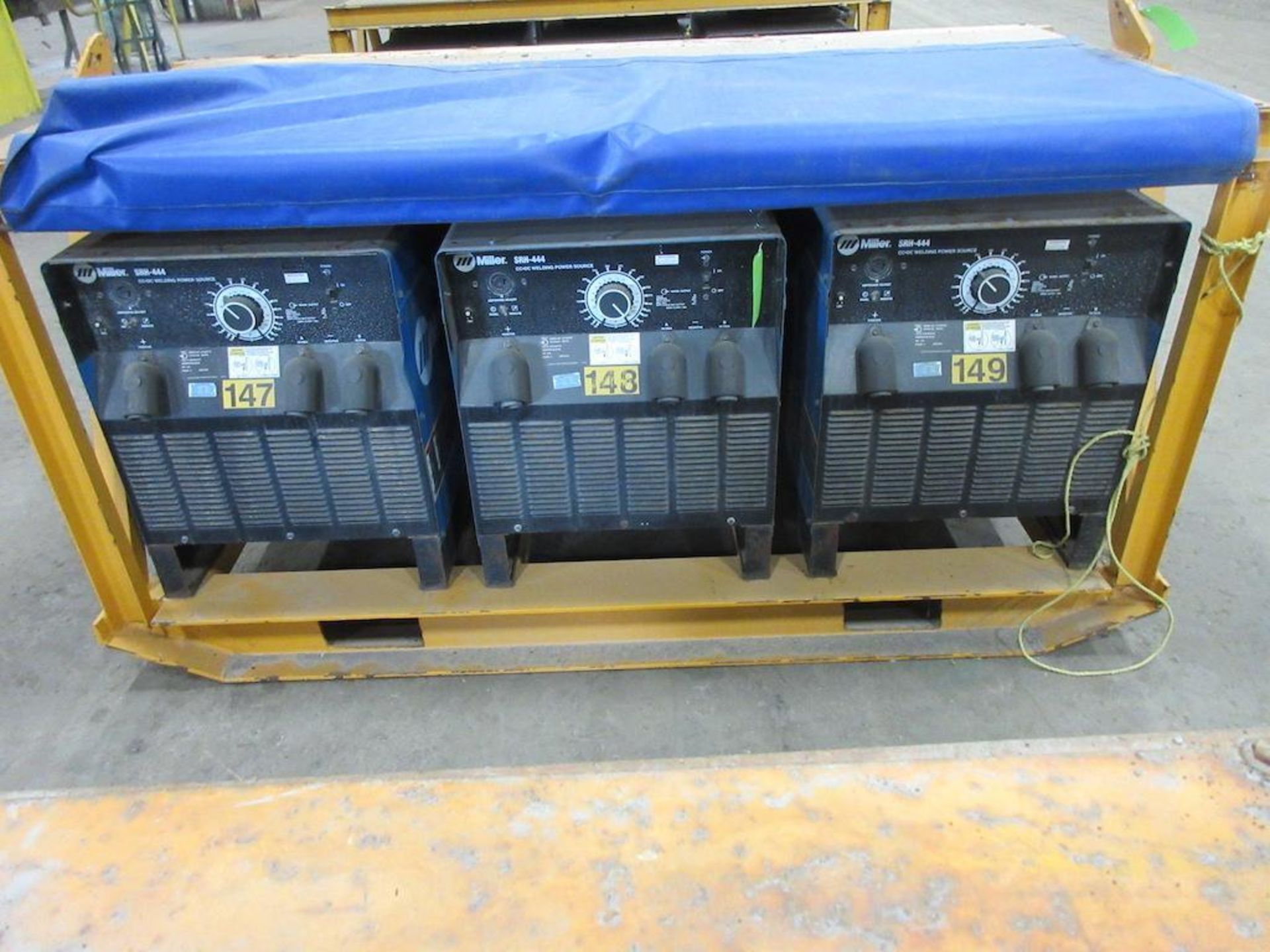 (3) SET OF MILLER SRH-444 CC DC WELDING POWER SOURCES, ALL 3 BOLTED TO STEEL SKID FRAME MEASURING: 8 - Image 2 of 3