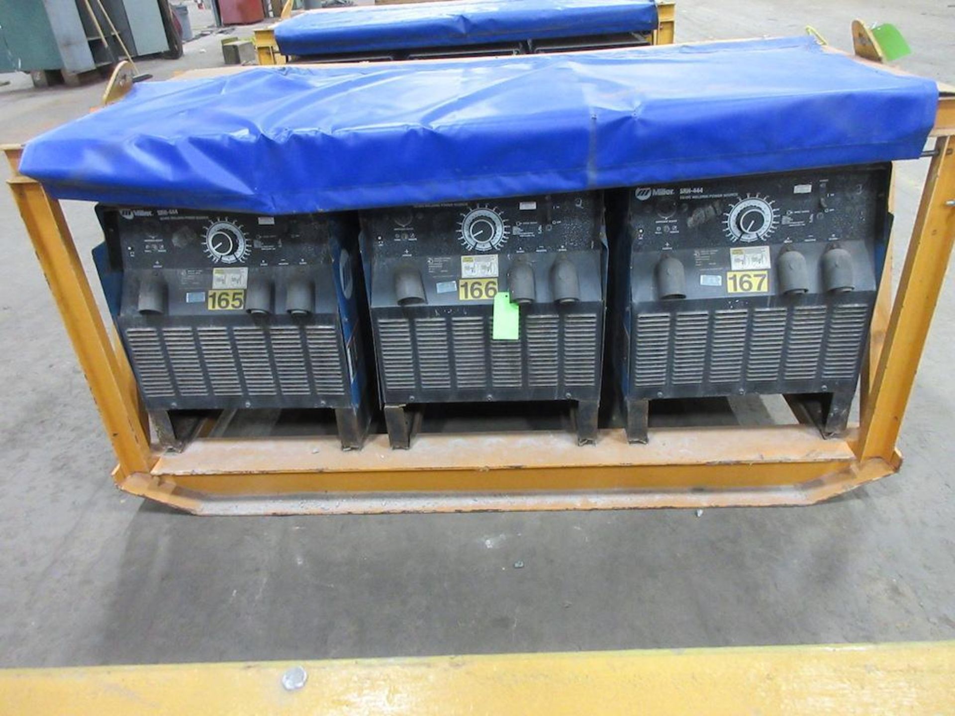 (3) SET OF MILLER SRH-444 CC DC WELDING POWER SOURCES, ALL 3 BOLTED TO STEEL SKID FRAME MEASURING: 8 - Image 2 of 3