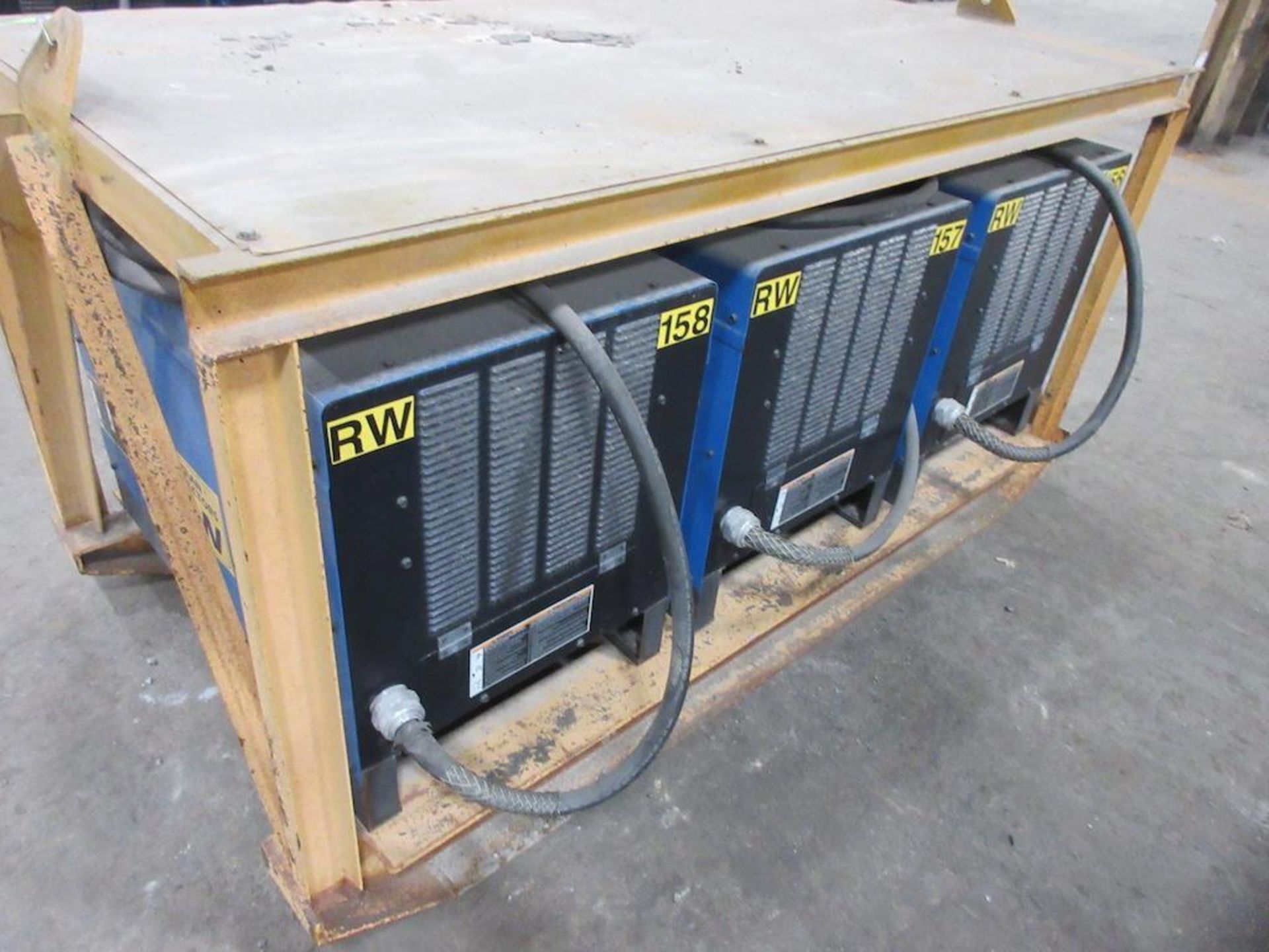 (3) SET OF MILLER SRH-444 CC DC WELDING POWER SOURCES, ALL 3 BOLTED TO STEEL SKID FRAME MEASURING: 8 - Image 4 of 4