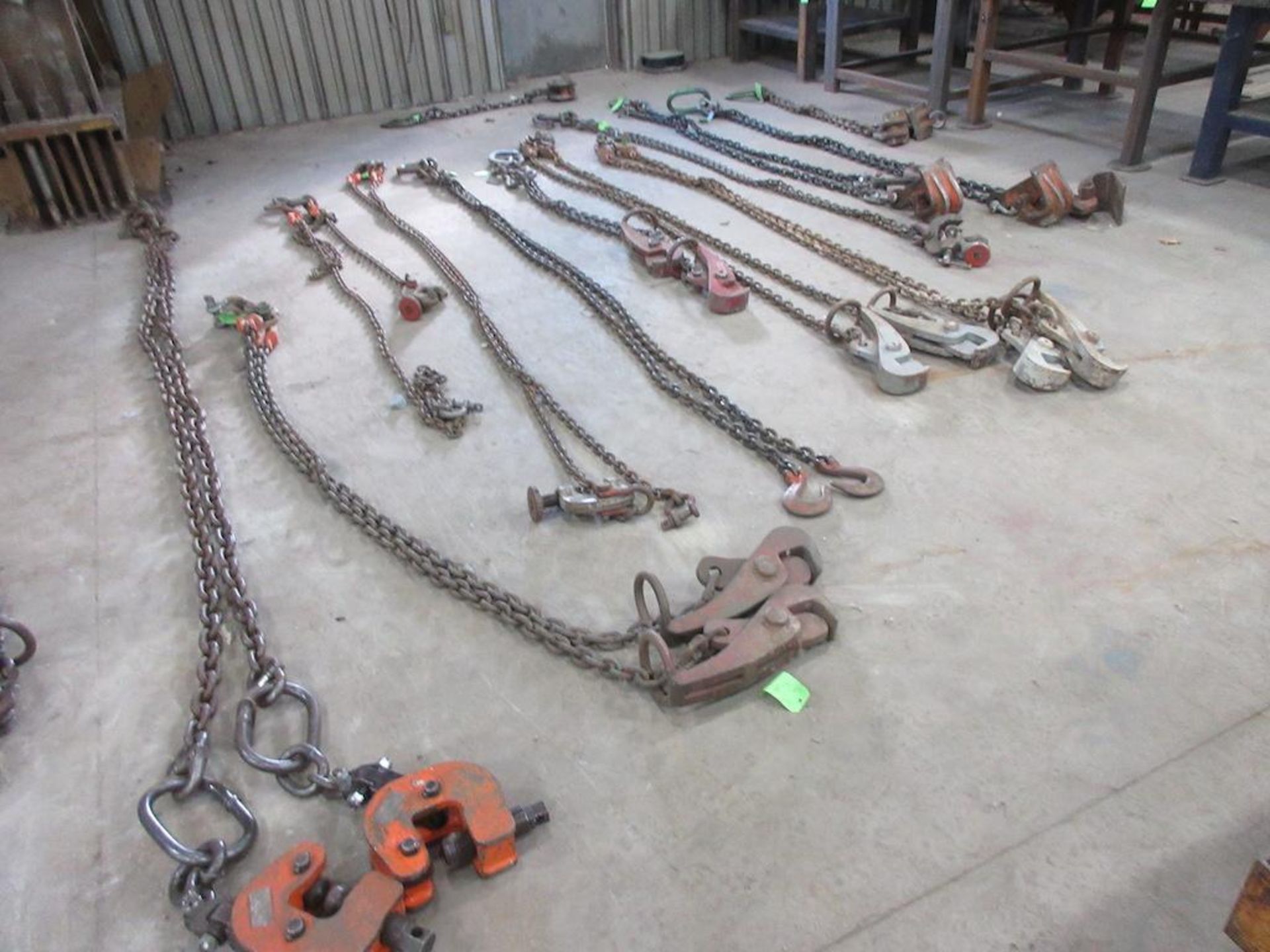 (13) ASSORTED SETS OF HEAVY DUTY LIFTING CHAINS UP TO 6 TON PLATE GRABS - Image 2 of 2