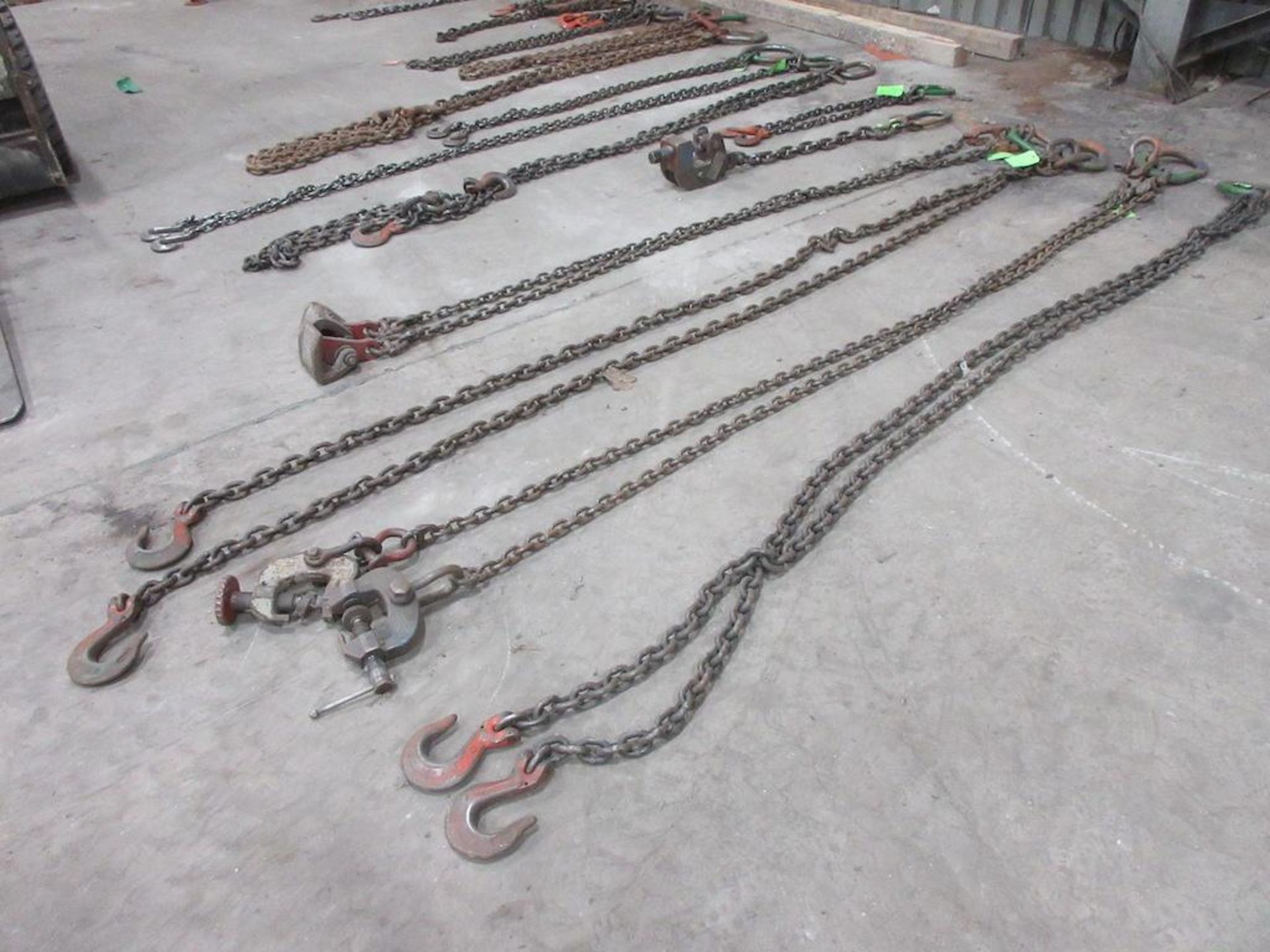 (16) ASSORTED SETS OF HEAVY DUTY LIFTING CHAINS UP TO 3 TON PLATE GRABS - Image 2 of 2