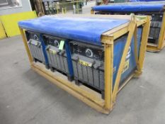 (3) SET OF MILLER SRH-444 CC DC WELDING POWER SOURCES, ALL 3 BOLTED TO STEEL SKID FRAME MEASURING: 8