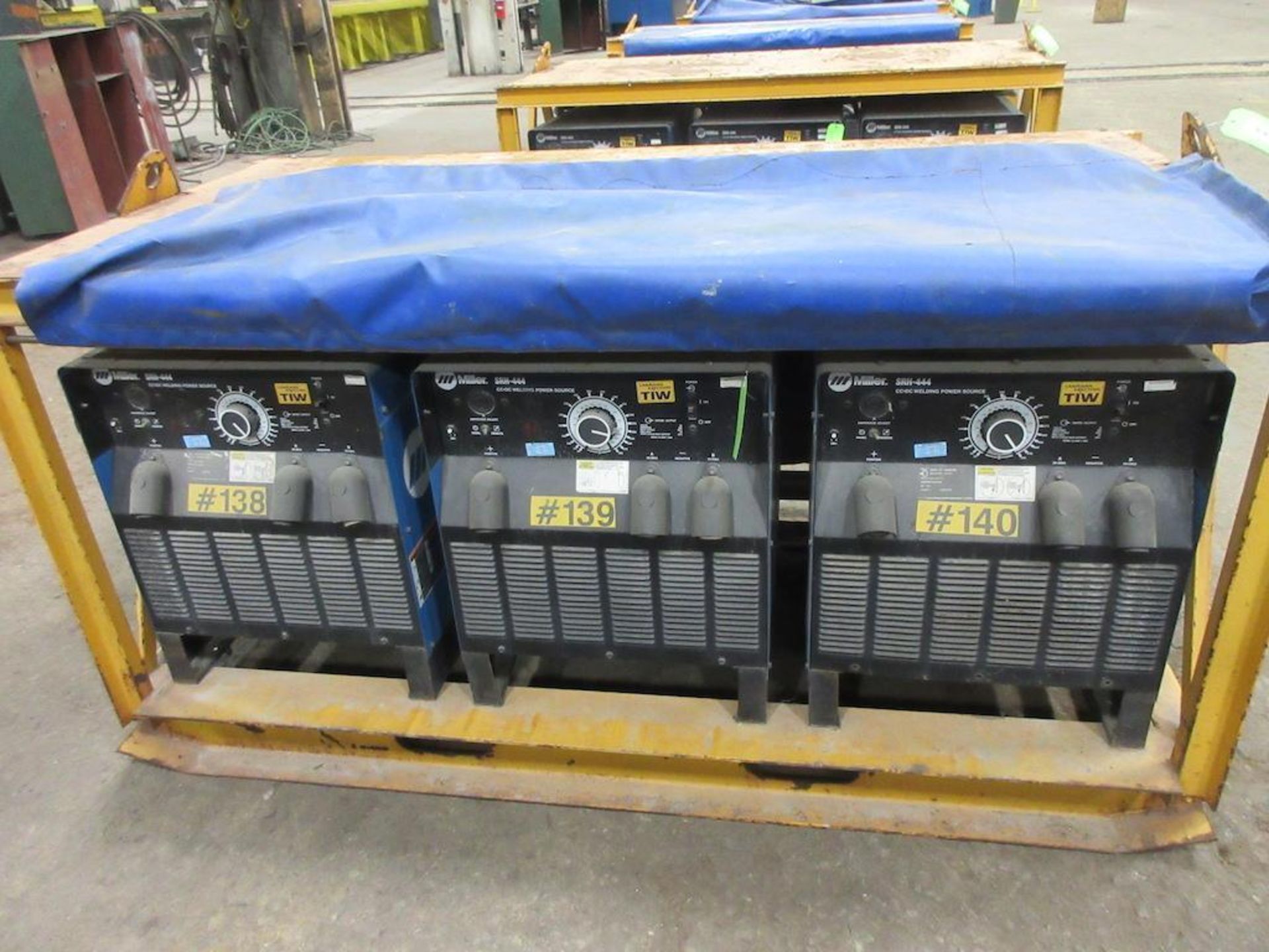 (3) SET OF MILLER SRH-444 CC DC WELDING POWER SOURCES, ALL 3 BOLTED TO STEEL SKID FRAME MEASURING: 8 - Image 2 of 4