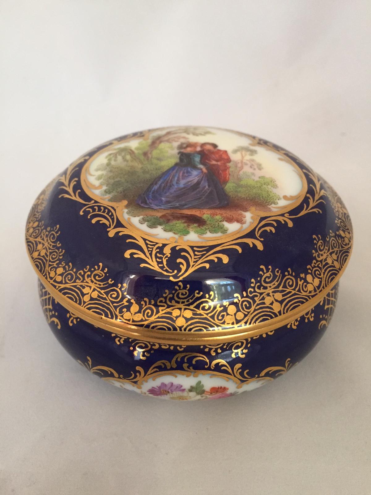 Meissen Watteau kobaltblaue Dose