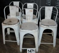 5: White Painted Pressed Steel Patio/Balcony Chairs