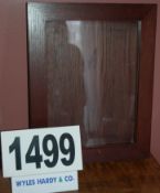 Dark Stained Timber Framed Glazed Notice Cabinet with Hinged Front Panel