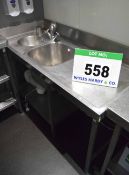 A 1450mm x 650mm Free Standing Commercial Stainless Steel Double Sink Unit with fitted Mixer Tap,