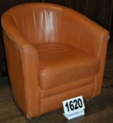 A Tan Leather Upholstered Tub Style Arm Chair