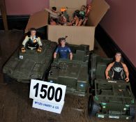 A Quantity of Toy Action Figurines with Three Various Toy Military Vehicles