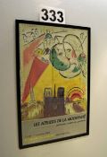 A Wall mounted Framed and Glazed Poster advertising 'Les Ateliers de la Modernite' in Paris France
