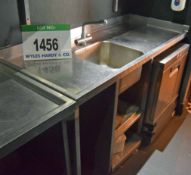 A Free Standing Commercial Stainless Steel Single Bowl Sink Unit with Bunded Top Surface and Rear