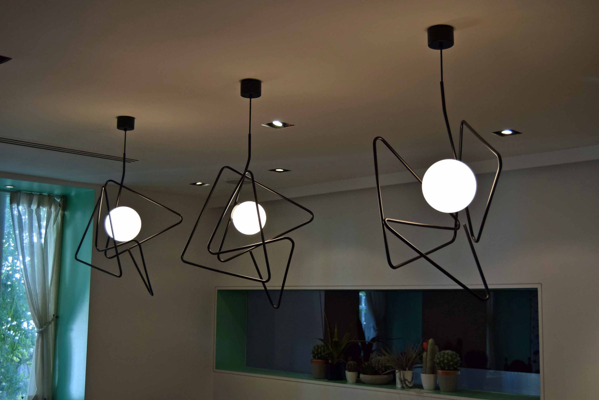 Three Abstract Design Globe Pendant Lights (Risk Assessment and Method Statement are required for - Image 2 of 2