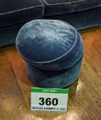 A Blue Velour Upholstered Muffin Top Pouffe