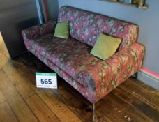 An Abstract Patterned Fabric Upholstered 2-Seater Settee with Loose Seat Cushions on Square