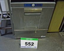 A HOBART Commercial Stainless Steel Under Counter Single Basket Automatic Glass Washer