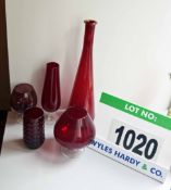 Five Pieces of Red Tinted Glassware (As Photographed)