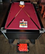 A SUPREME Pool 2100mm(l) x 1200mm(w) Red Baize Covered Slate Bed Free-to-Play Pool Table with Nine