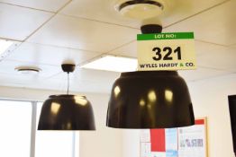 A Pair of Black Steel Pendant Dome Lights (Risk Assessment and Method Statement required before