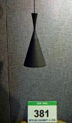 A TOM DIXON Matt Brown Painted Metal Conical Pendant Light with Hammered Copper Inside Finish, 190mm