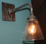Antique Effect Vintage Design Wall Light with Conical Glass Shade