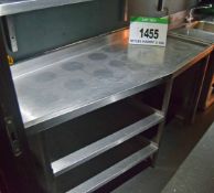 A Free Standing Stainless Steel Bunded Table with Rear Upstand, Fitted 2-Lower Shelves and