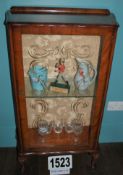 A Vintage Wood Framed Glazed Display Cabinet with Fitted Single Door (Key Held) and Fitted